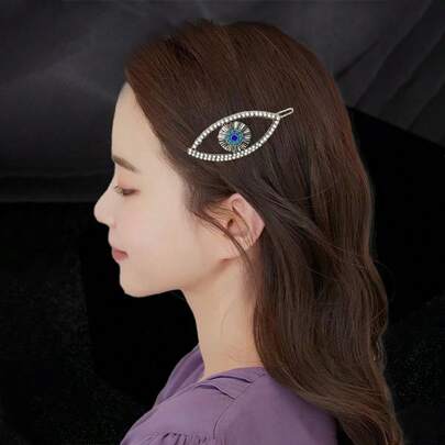 5 chiếc kẹp tóc đính đá Rhinestone cổ điển, kẹp tóc đính đá Rhinestone thiết kế hình mắt quỷ cổ điển