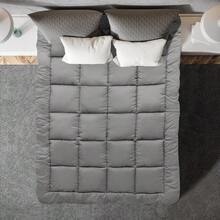 Royal Comfort Mattress Topper Underlay 800GSM Charcoal Bamboo Blend 45cm Skirt Soft Durable Luxury Comfort Single Charcoal