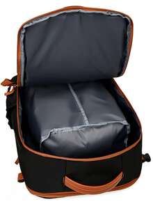 1 pieza Mochila grande de color negro sólido para hombres, bolsa para portátil con compartimento doble y cremallera, diseño de múltiples bolsillos, adecuada para viajes de negocios, viajes, estudiantes - Multicolor - Ver 7