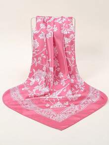 1 Khăn trùm đầu/khăn bandana in họa tiết hình học satin sang trọng thời trang dành cho nữ - Hồng - Xem 4