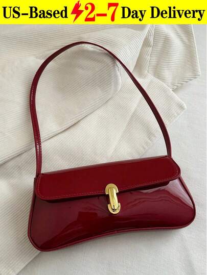 Women's Vintage Faux Oiled Leather Flap Decor Shoulder Underarm Bag, Suitable For Dating, Outing, Party.Underarm Baguette Bag For Women - Minimalist Solid Color Purse With Turn-Lock Closure, Convertible Shoulder & Hand-Carry Tote With Sleek Design For Day-To-Night Versatility.This Underarm Baguette Bag For Women Is A Minimalist Solid Color Purse Featuring A Turn-Lock Closure And Convertible Shoulder & Hand-Carry Design, Offering Sleek Aesthetics For Day-To-Night Versatility.Underarm Baguette Bag, Minimalist Shoulder Bag, Solid Color Purse, Turn-Lock Closure Bag, Convertible Handbag, Day To Night Bag, Sleek Purse, Women's Underarm Bag, Fashionable Tote, Crossbody Alternative, Elegant Clutch, Modern Handbag, Versatile Accessory, Going Out Purse, Casual Chic Bag, Structured Purse, Timeless Design.Christmas,Christmas Gifts,Gifts For Women,Crossbody Bags For Women,Purses,Purses And Bags Women,Makeup Bag