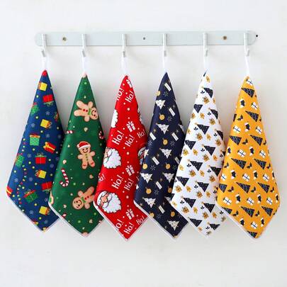 跨境热销厨房超细纤维毛巾圣诞洗碗巾礼品装饰节日毛巾洗碗巾