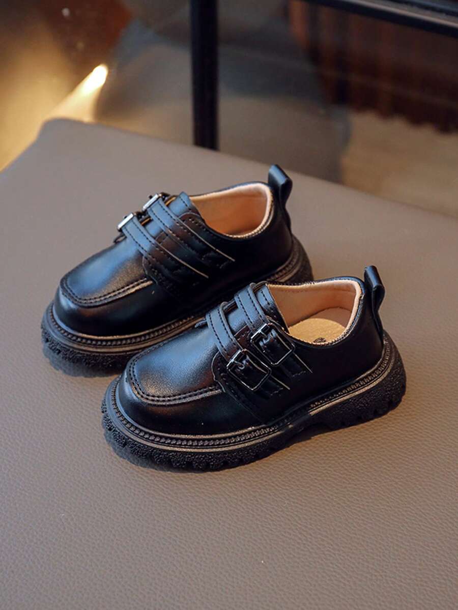 1 Pair Black Fashionable Cute Pearl Design Soft Bottom Non-Slip Flat Baby Toddler Shoes, Suitable For Spring, Summer, Autumn And Winter