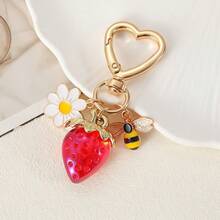 Adorable Cherry Strawberry Pendant - Cute Fruit Keychain Bag Accessories Suitable For Women's Handbags, Wallets, Backpacks - Small Fruit Pendant - Móc khóa hình con ong và quả dâu tây - Xem 3