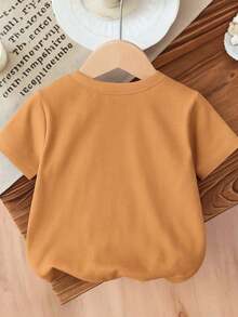 Camiseta Infantil Algodão Estampada 3 Corações Marrom mini 333  Blusa Criança Manga Curta Gola Redonda Tecido Premium Confortável - Castanho - Visão 2