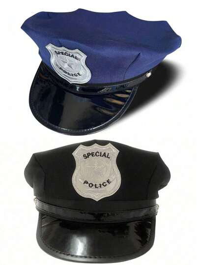 1pc Unisex Embroidered Captain's Hat, Police Hat, Octagonal Flat Top Hat, Uniform Prop Captain's Hat, Suitable For Party Accessories