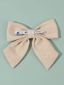 2pcs Ivory Bow Hair Clips, Wedding & Party Favor Gifts For Kids - Beige - View 7