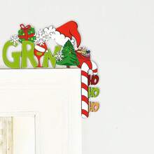 1pc, Christmas Decoration Wood Hanging Ornaments, Festive Wall Art With Santa Claus Hat And Tree, Fun Holiday Home Decoration, Festive Atmosphere Decoration, Wall Decoration, Perfect Christmas Decoration Hanging Accessories, Great Gift For Friends