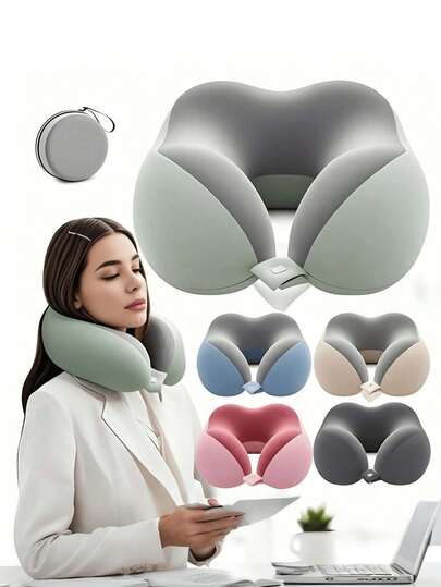 2025 New U-Shaped Memory Foam Neck Pillow - Comes With Storage Box/Bag, Slow-Rebound, Removable And Washable, Ergonomically Designed - Suitable For Air Travel, Office Naps, Home Rest, Camping, Outdoor Use, Ideal For Frequent Travelers - Cervical Support Pillow, Travel Essential Pillow, Portable Nap Pillow, Car Headrest Cushion, Sleeping Pillow, Back-To-School Pillow