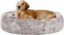 Oval Calming Donut Cuddler Dog Bed, Shag Faux Fur Washable Round Pillow Pet Bed For Small Medium Dogs (XXL(43"X34"X8"), Light Brown), Popular In 2025 - Nâu nhạt - Xem 12
