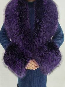 1. Faux Fur Collar & Cuff Set, Warm Faux Fur Scarf, Fluffy Oversized Furry Shawl Wrap For Women In Winter, Suitable For Dresses, Christmas Decoration - Multicolor - View 51