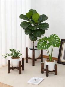 1pc Natural Charcoal Cross-Shaped Plant Stand - Insect & Pest Resistant, Space-Saving, Suitable For Balcony/Indoor/Outdoor | Essential For Home Greenery