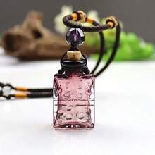 1 pieza Collar colgante de botella de vidrio morado, cordón ajustable, puede contener perfume/aceites esenciales, adecuado para mujeres, gran regalo para amigos y familiares