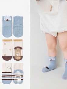 1/3 pares de calcetines cómodos y sin costuras con lindos cachorros para bebé, para otoño/invierno - Multicolor - Ver 3