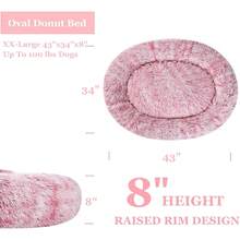 Oval Calming Donut Cuddler Dog Bed, Shag Faux Fur Washable Round Pillow Pet Bed For Small Medium Dogs (XXL(43"X34"X8"), Light Brown), Popular In 2025 - 紅色 - 查看 3