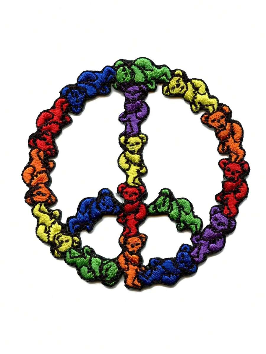 1PC Official Bears Patch Peace Sign Embroidered Iron On - Multicolor - View 1