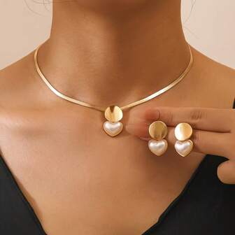 3件套优雅心形简约首饰套装