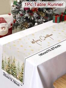 1 pièce Chemin de table bonhomme de neige de Noël, 35*180cm Chemin de table en polyester avec deux bonhommes de neige portant des écharpes rouges, motif sapin de Noël et cadeaux de Noël sur fond rouge. Joyeux Noël. Convient pour les décorations de table de cuisine et de restaurant à Noël, cadeaux et décorations de Noël. - Multicolore - Voir 15