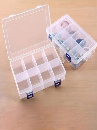 8/10/15 Compartment Plastic Desktop Storage Box, Transparent Buttons, Fishing Tackle, Jewelry, Cosmetics Organizer
