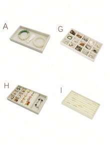 9 st smyckesbricka i sammet, smyckesorganisatör med stor kapacitet och separata fack, stapelbart smyckesställ för örhängen, halsband, armband, ringar, hårspännen, hårband etc. Alla hjärtans dag, tillbaka till skolan - Beige - Visa 27