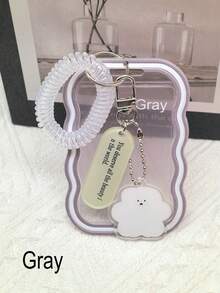 1 个透明哑光款软硅胶卡夹，适用于学生证、公交卡、校园卡、相纸，带弹簧钥匙扣吊坠