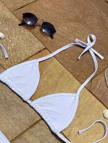 Women's Summer Triangle Bikini With Side Adjustment - 白色 - 查看 3