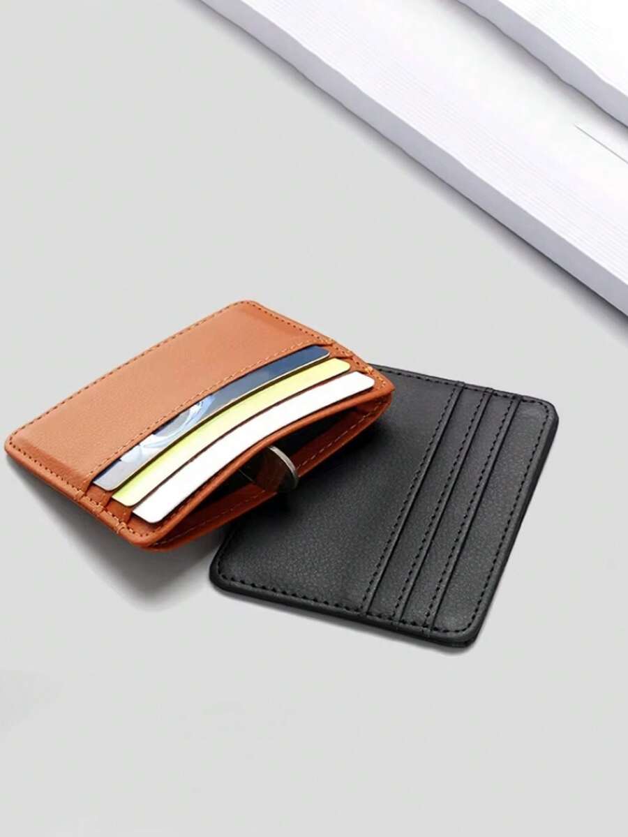 Ultra-Thin Minimalist Wallet, Front Pocket Wallet, RFID Blocking, Unisex Credit Card Holder, Large Capacity Card Slots, Small Card Slots, Multi-Card Slots Card Holder, Ladies Mini Leather PU Card Case, Card Wallet, Card Wallet, Large Capacity Card Slots, Small Card Wallet, Multi-Card Slots Card Wallet - Multicolor - View 1