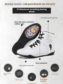 Men's Non-Slip Boxing Shoes, Breathable Wrestling Shoes, Martial Arts Shoes With Rubber Sole, Indoor Boxing Training Shoes