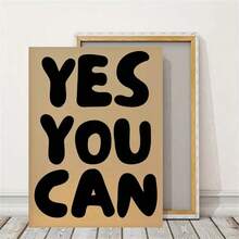1件裝「Yes You Can」勵志名句牆面藝術－現代排版海報，白色背景黑色字體，極簡風格帆布印畫，時尚裝飾畫，適用客廳、臥室、居家辦公室、宿舍，可選配框 - 彩色 - 查看 18