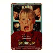 2D Flat - 1 Piece Family Exclusive Movie Poster Metal Wall Art - Retro 2D Flat Design, Durable Iron Decorative Sign, Suitable Home, Kitchen, Bar, Garden And Farmhouse, 8x 12inch , Classic Holiday Theme With Kevin McCallister And Muf Man, Room Decoration - Nhiều màu - Xem 2