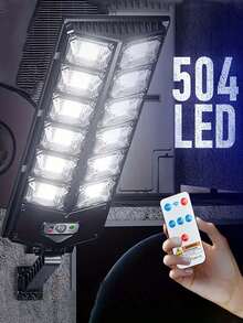 Outdoor Solar Wall Light With Built-In Motion Sensor, 360/504 High-Brightness LED Night Light For Security & Decoration - Solar Street Light With Remote Control For Commercial Lighting, Camping Emergency Use, 3*1500mAh Battery, Waterproof Dustproof, 3 Lighting Modes, Ideal For Garden, Patio, Parking Lot, Christmas, Halloween, Thanksgiving - Black - View 9