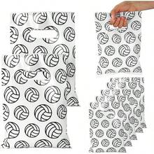 50pcs Volleyball Bags, 9.84x6.69in Volleyball Goodie Bags With Handles Sports Birthday Party Favor Supplies Goody Decoration Treat Snacks Candies - Black, White - View 1