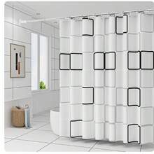 Cortina de ducha impermeable para baño, cortina de partición resistente al moho y engrosada, juego de barras de cortina de ducha, sin necesidad de perforación - Multicolor - Ver 1
