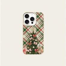 1 pieza Funda de teléfono de material TPU con diseño de árbol de Navidad a cuadros de invierno cálido, adecuada para iPhone/Redmi/17 ProMax