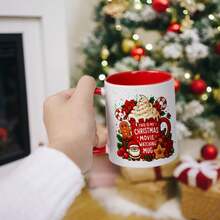 Christmas Movie Watching Mug, Festive Ceramic Cup With Santa, Gingerbread Man & Whipped Cream Design, Perfect For Holiday Beverages, Ideal Xmas Gift For Movie Lovers, Cozy Winter Drinkware For Home & Office - Christmas Cup - View 15