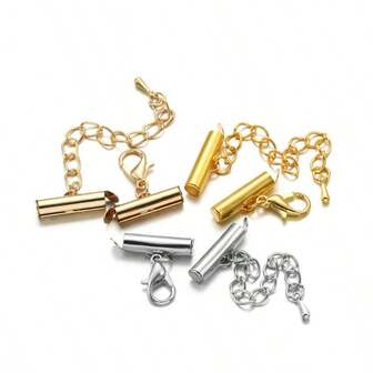 1套滑动管扣，DIY流苏连接滑动管夹，耳饰滑轨管尾链，用于制作手链、项链尾部的配饰