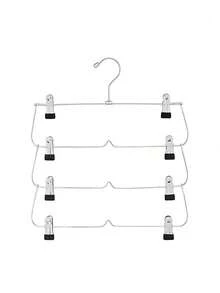 1 pieza Perchero metálico de 4/6 niveles para faldas, súper perchero, perchero de 4/6 niveles para faldas, pantalones y shorts con clips ajustables, ahorro de espacio, antideslizante, 12 clips para almacenamiento de ropa, estante metálico para faldas, perchero de almacenamiento multifuncional - Multicolor - Ver 9