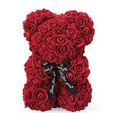 1只25厘米浪漫玫瑰泰迪熊，玫瑰毛绒熊，花朵泰迪熊，适合作为生日、周年纪念日或情人节礼物送给妈妈、朋友，也适合作为毕业或周年纪念礼物。