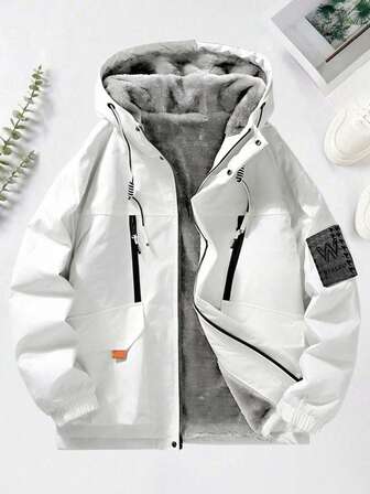 男士长袖户外运动休闲保暖加厚外套，适合秋冬季穿着