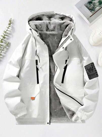 男士户外运动休闲保暖内衬厚夹克，适合秋冬