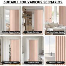 Accordion Style Non-Magnetic Folding Door Curtains DoorwaysCloset, Room Divider Pleated Drapes With Hooks Interior Living RoomBedroomOpen Closet, Pink, W39x L78 Inches, 1 Panel - 39"W X 78"L (Pack Of 1) + Pink - View 6