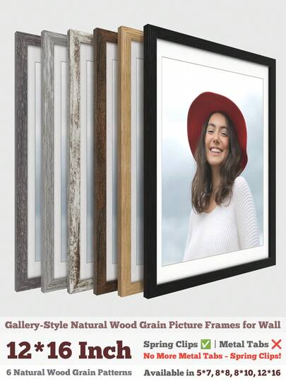 XXBANZHUAN Vintage Distressed & Classic Style Gallery-Style Picture Frames | 12x16/8x10/8x8/5x7 Inches | Upgraded Spring Clips | 6 Natural Wood Grain Patterns (Light Gray/Deep Gray/Red Brown/Black/Light Wood/Weathered White) | Perfect For Living Room/Bedroom/Study/Office Decor
