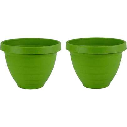 Rings Flower Planter - Self Watering Plant Pots For Herbs & More - Round Lightweight Outdoor & Indoor Planter (10" Green, Pack Of 2),24623737