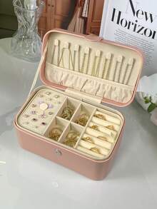 3-stöckiger Schmuckorganizer für Frauen und Mädchen, tragbarer Schmuckhalter mit herausnehmbaren Gittern, Aufbewahrungsbox für Ohrringe, Ringe, Halsketten, Armbänder, Sonnenbrillen