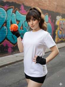 Disfraz para Halloween Conjunto de Videl de Drgon Z con Blusa Larga Overside y Short Ajustado para Mujer - Variante 1 - Ver 2