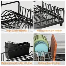 LIPETY Retractable Dish Rack, Large Dish Drying Rack, Multifunctional Dish Rack For Kitchen Countertops, Rust-Proof Drying Dish Rack With Cutlery And Cup Holder, Multifunctional Space-Saving Storage Artifact, Rust-Proof Material, Super Considerate - Black - View 8
