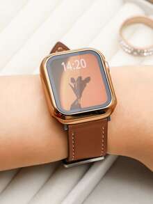 Huastonband 適用於 錶帶與手錶保護殼，PC 硬質材料白色框架、水鑽玫瑰金框架，附螢幕保護膜，一體式防撞防刮手錶保護殼，配錶帶 41mm 42mm 44mm 45mm 46mm 49mm，智慧手錶配件腕帶，男女款 SE/S11/S10/S9/S8/S7/S6/S5/S4，夏季女款配件，海灘派對活動舞會度假禮物，畢業季返校季 - 棕色 - 查看 7