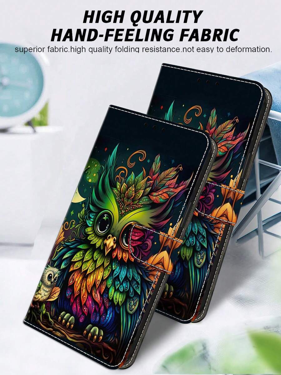 GLANDOTU Custodia personalizzata per telefono cellulare, in pelle PU con motivo a gufo e floreale, protettiva e antiurto, multifunzionale con supporto e slot per schede, design a portafoglio, compatibile con più modelli