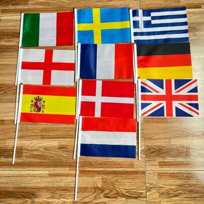 10 buc/set steaguri de mână din 14x21cm ale 10 țări europene