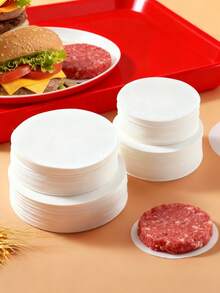 500片不粘汉堡肉饼纸，汉堡压模蜡纸圆片，烘焙吸油纸片，适用于烘焙、烧烤 - 可分隔汉堡肉饼、饼干、挞、慕斯等。 - 彩色 - 查看 3